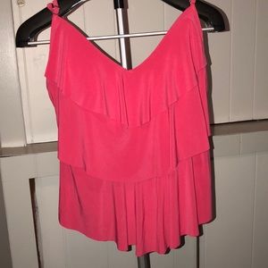 Layered pink tankini top